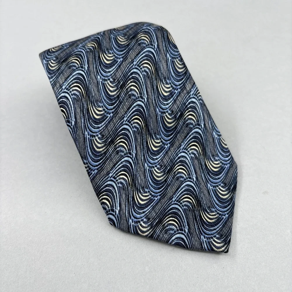 Jhane Barnes Tie‎ Mens Silk Necktie Geometric Swirl Pattern Handmade Italy Art